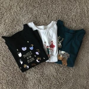 Three Cat&Jack L 10-12 Graphic Long Sleeves T-Shirt Bundle